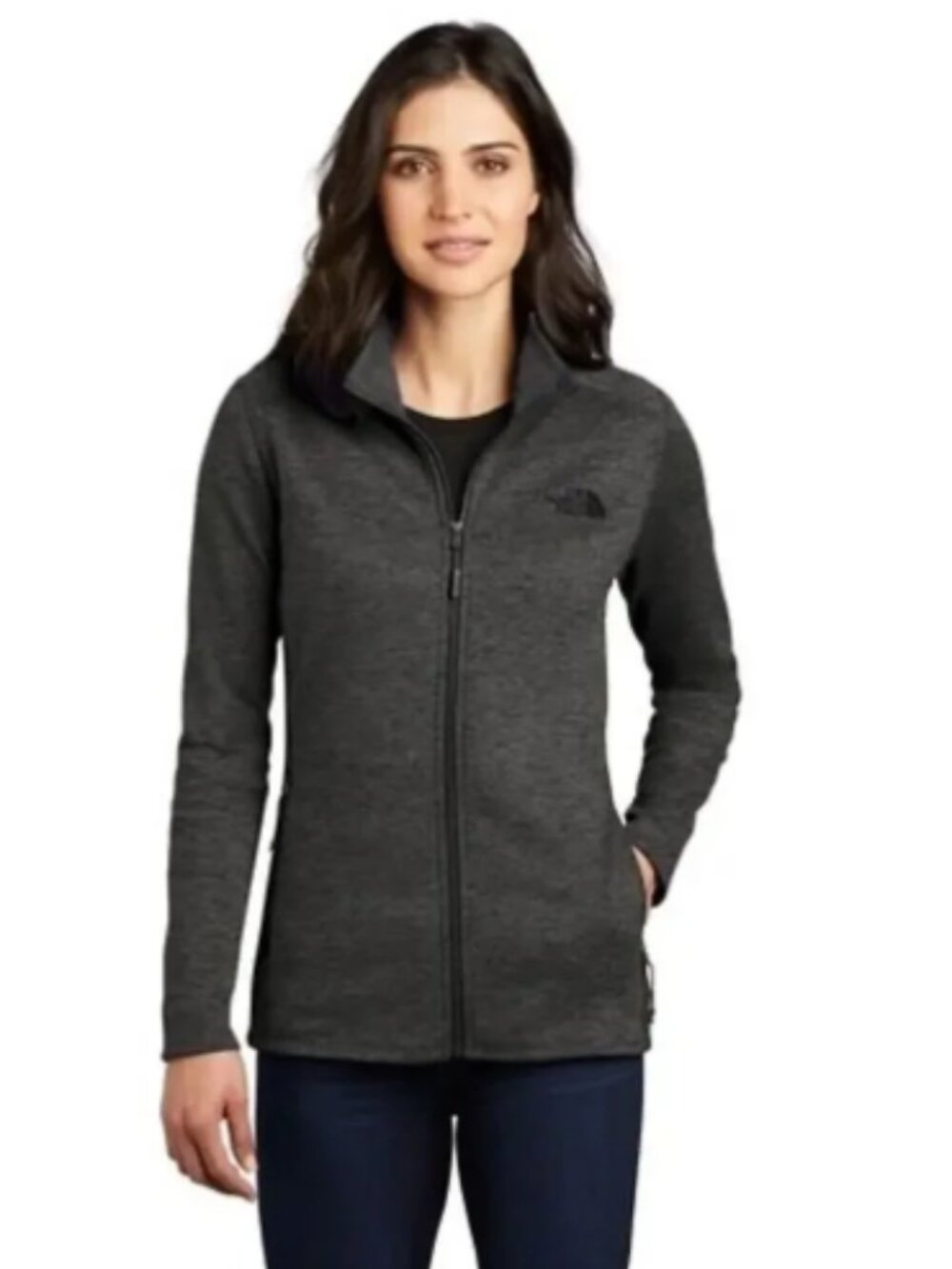 The North Face Women's Skyline Full Zip Navy/Charcoal Heather Fleece Jacket L